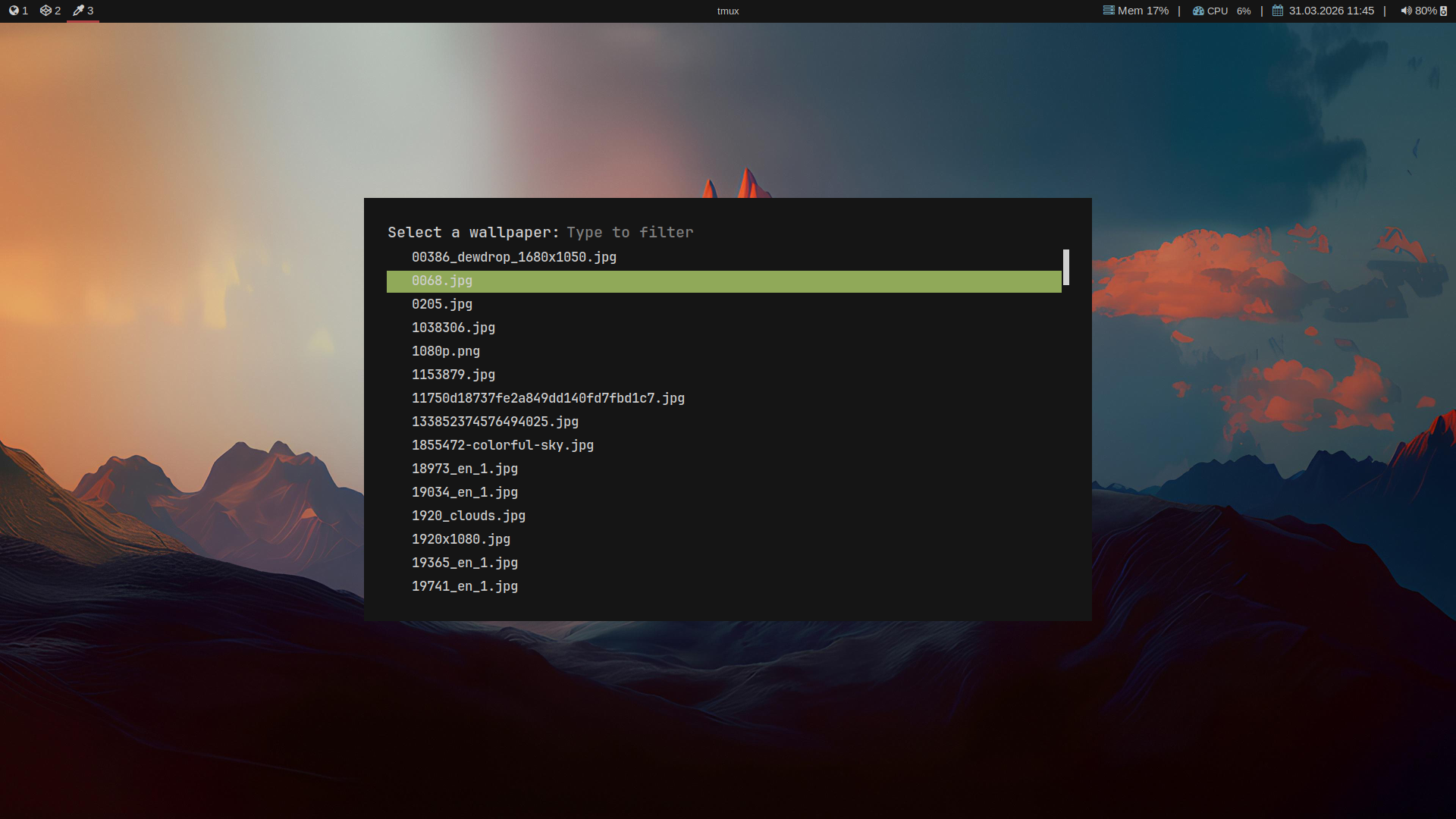 Abbildung 1: Rofi Auswahldialog